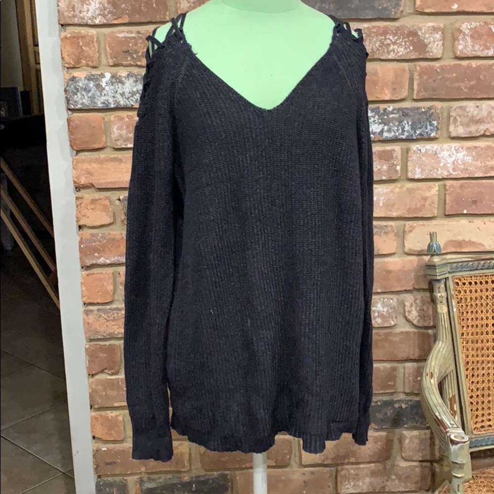 black knitted sweater